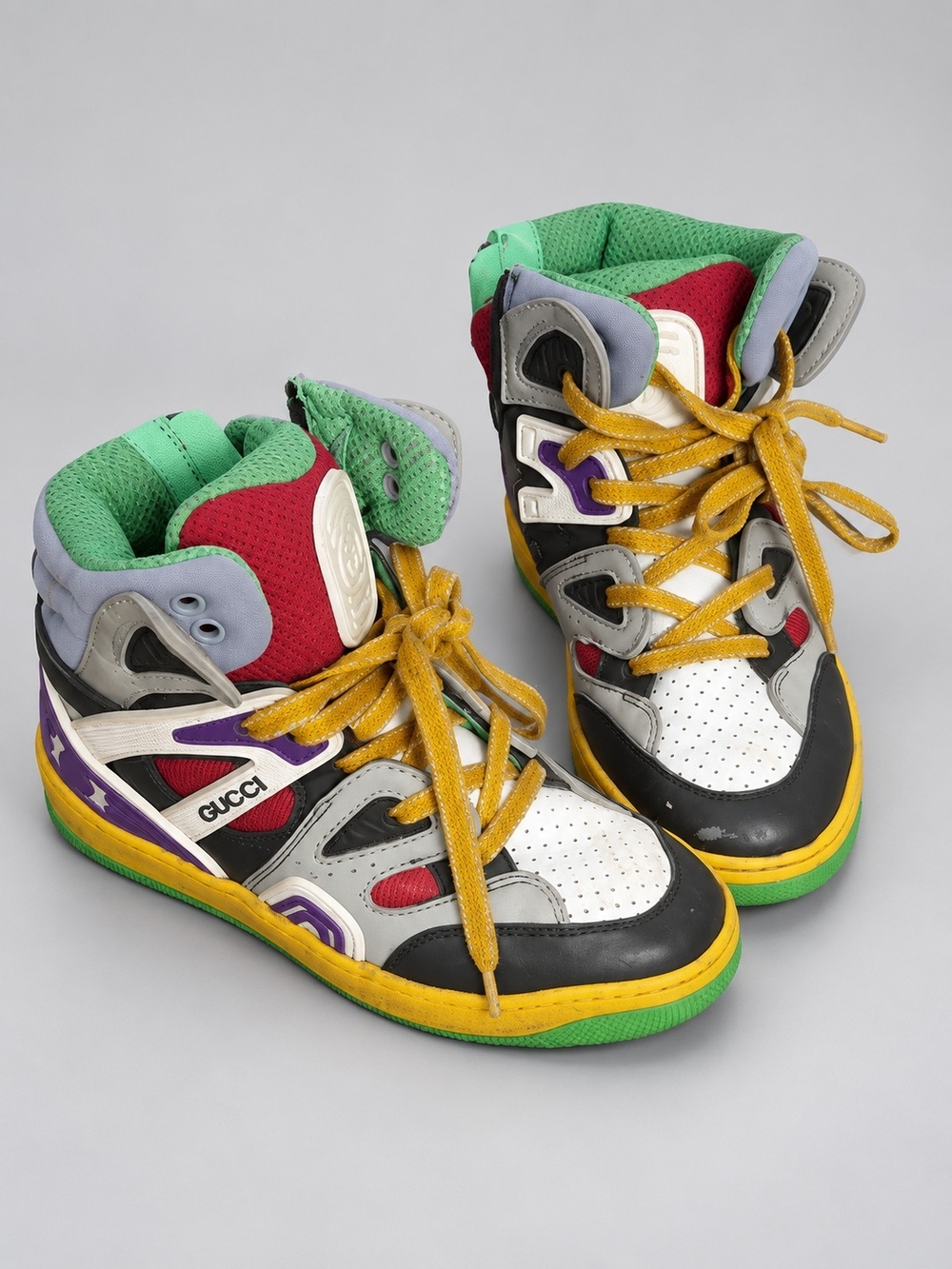 Gucci Kids Multicolor High-Top Sneakers - Green/Yellow/Red/Purple/Black/White